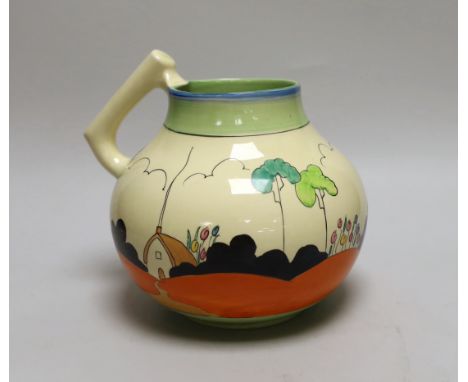 A 1930s Clarice Cliff Tulip pattern jug, 19cm