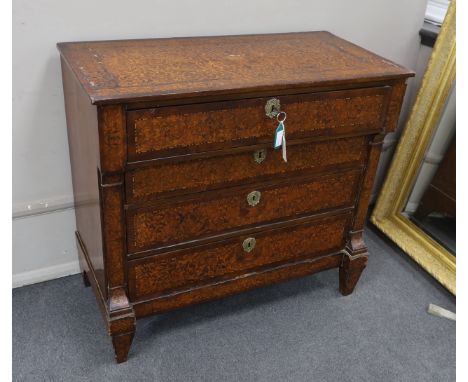 An early 19th century Dutch floral marquetry walnut commode, width 98cm, depth 49cm, height 90cm