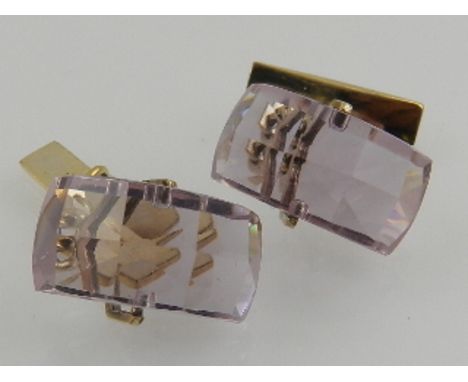 A pair of Russian silver and faceted amethyst cufflinks. 