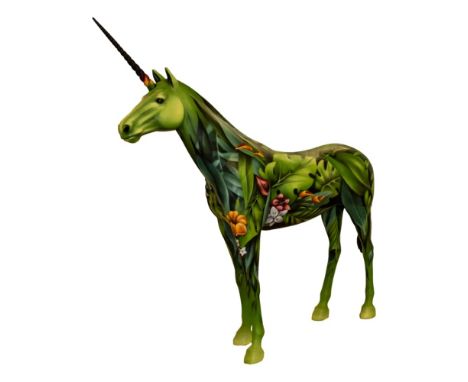 Zase  ‘Green King’  Acrylic paint on a hollow fibreglass statue  Measures: 229 x 50 x 209cm  Approx weight: 57kg  Artist Zase