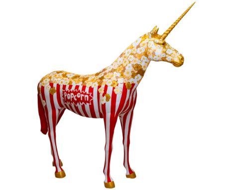 Paula Bowles‘Popcorn’Acrylic paint on a hollow fibreglass statueMeasures: 229 x 50 x 209cmApprox weight: 57kgSimply described