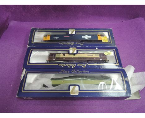 Three Lima 00 gauge diesel locomotives, The Royal Alex, Andrew Carnegie and D1574, all boxed