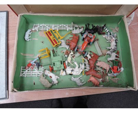 A 1950's Charbens plastic and diecast farm set in original box 327