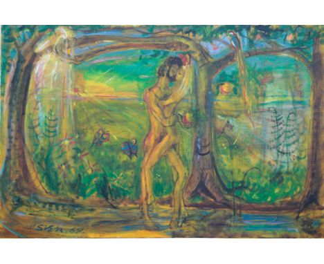 *SVEN BERLIN (1911-1999) 'The Creation Cycle - Adam and Eve - Temptation in Paradise' signed and dated '69 lower left, furthe