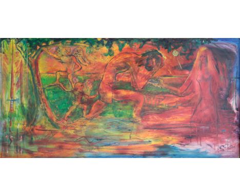 *SVEN BERLIN (1911-1999) 'The Creation Cycle - Expulsion from Paradise' signed lower right, monogrammed and titled verso, oil