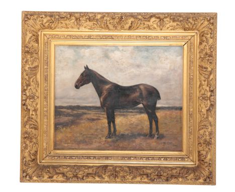 JOHN EMMS (1843-1912), PORTRAIT OF NUBIA, A BAY HUNTER oil painting, canvas 39cm x 47cm, signed and dated 1897, in bold leaf 