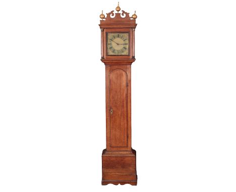AN 18TH CENTURY LONGCASE CLOCK BY SAMUEL JEMMETT OF MIDHURST the 25.5cm square brass dial with chastened centre and crowned p