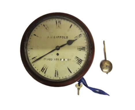 C19th Mahogany Cased Fusee Dial Clock marked AE Lippold 83 Regents Park Road, Roman numerals, blued hands, 12" dial, spun bez