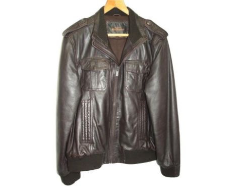 Mens Ben Sherman Brown Leather Jacket, approx. 44" chest  CONDITION REPORT 