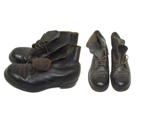 1952 British Army Hobnail Ammo Boots Black Leather size L, War Department arrow &amp; contract number 31? stamped to leather
