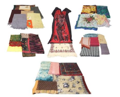 Scarves incl. Fletcher batik silk, Kikami, Ayers Rock, Renard, Eastex, Dunhill, etc., pair 'Born To Shop' socks &amp; Eric Su