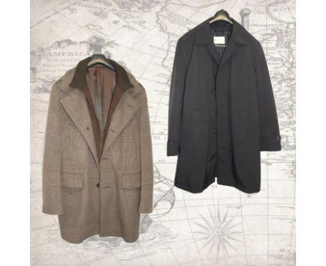 Mens M&amp;S Collezione Black Mac with removable padded lining &amp; M&amp;S Collezione Brown Wool Mix Jacket, both size M (2
