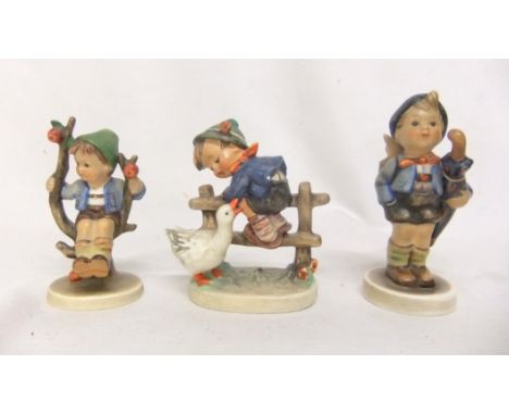 Goebel Figures 195 2/0 Barnyard Hero, Home From Market, Apple Tree Boy (3)  CONDITION REPORT Very small chip on jacket Barnya