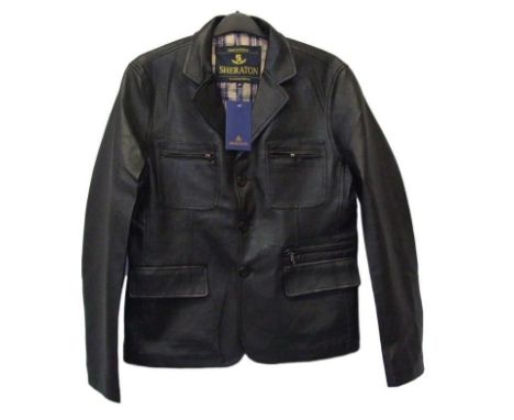 Sheraton Mens Black Leather Look Jacket, as new with tags, size 48 CONDITION REPORT