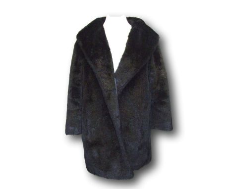 Ladies Black Faux Fur Jacket, approx. size 10/12  CONDITION REPORT 