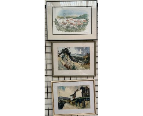 Vaughan BevanBetween Pwllheli and CricciethWatercolourSignedTogether with another of Carrog by the same hand and a print afte