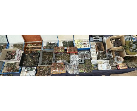 A collection of Italeri Saracen Warriors, boxed together with model buildings, and a large collection of hand painted and unp