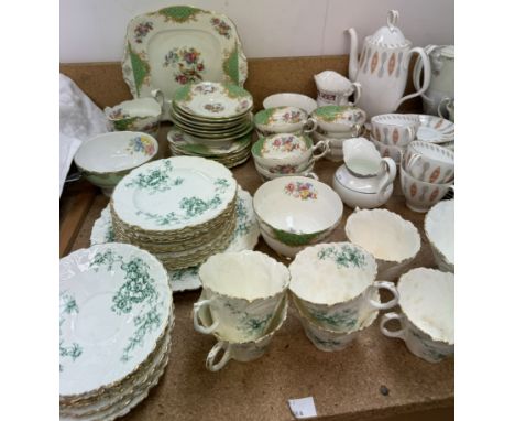 A Paragon floral decorated part tea service together with a Meir China part tea service, a Royal Albert Safari pattern part t