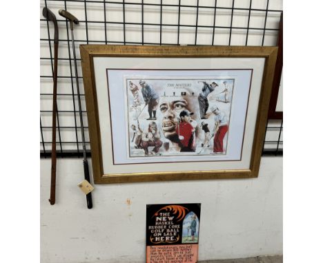A limited edition print The Masters of the Majors, together with an A Thomson putter, a 97 Ryder Cup putter and a reproductio
