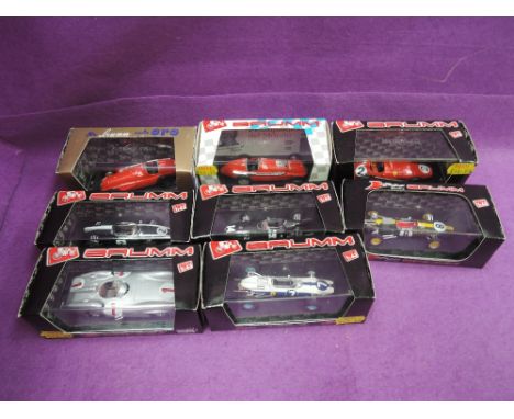 Eight Brumm 1:43 scale diecast vintage racing cars, all in window display boxes