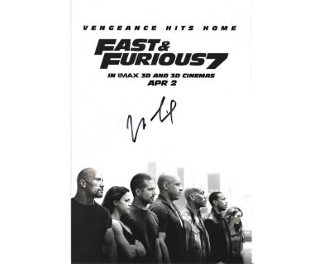 Vin Diesel signed 12x8 Fast and Furious 7 colour photo. Mark Sinclair (born July 18, 1967), known professionally as Vin Diese