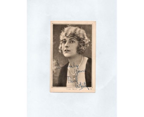 Pearl White vintage signed 6x4 black and white photograph. White was an American stage and film actress. White began her care