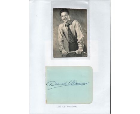 Donald O'Connor, vintage 6x4 black and white photograph and signed album page. O'Connor was an American dancer, singer and ac