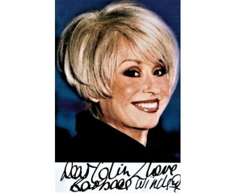 Dame Barbara Windsor signed 6x4 photograph. Windsor was an English actress, known for her roles in the Carry On films and for