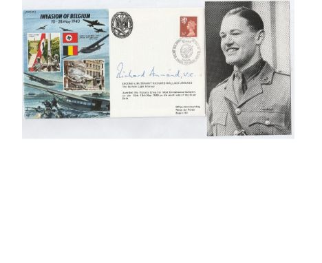 Richard Annand VC signed Commemorative FDC JS/50/40/3 'Invasion of Belgium 10-28 May 1940. Signed by 2nd Lt Richard Annand VC