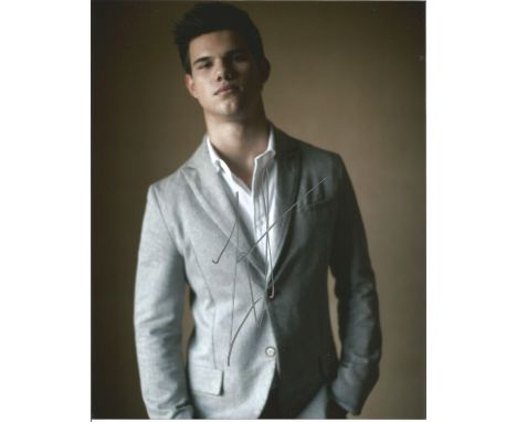 Taylor Lautner signed half body portrait 10x8 colour photo. Good Condition. All signed pieces come with a Certificate of Auth