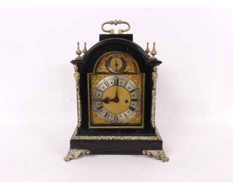 A mid 19th Century ebonised bracket clock by Desbois, London with anchor escapement and twin fusee 8 day movement