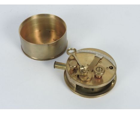 A brass drum cased pocket sextant, 3in diameter, 7.5cm