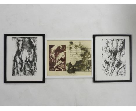 Two limited edition lithograph horse studies, and one other, indistinctly signed