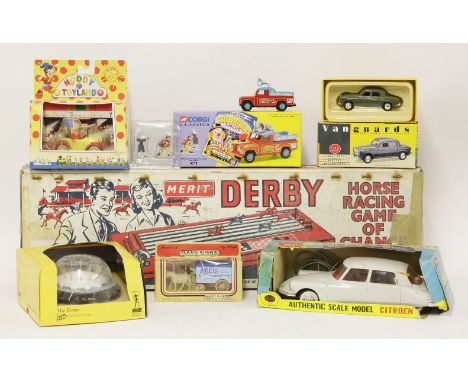 An authentic scale model of a Citroen, a boxed model of Noddy in his car, and a small collection of similar toys