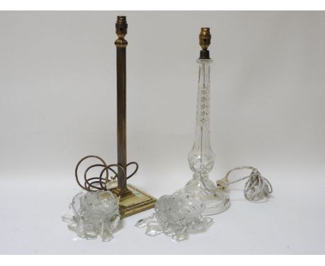 A cut glass table lamp, and one other