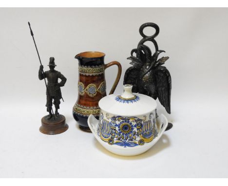 A quantity of decorative ceramics, to include a Doulton stoneware jug, a Royal Copenhagen vase, a 19th century jug, pair of W