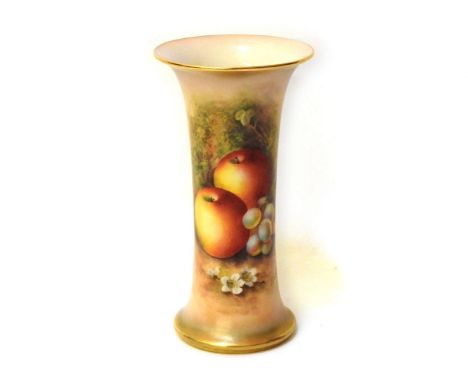 A Royal Worcester vase. painted with coloured flowers, signed 'E.Townsend', G923. 1935.19cm high