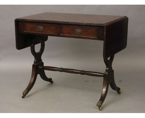 A Regency design mahogany sofa table