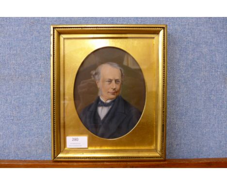 Samuel Benjamin Merriman, male half portrait, oil on board, framed 