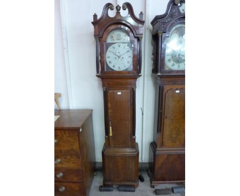 A George III oak and mahogany 8-day longcase clock, the painted dial signed Pearce, Stratford on Avon 