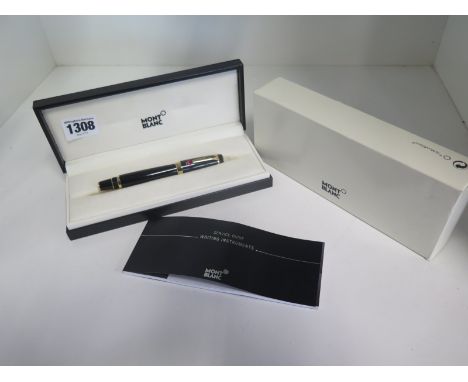 A Mont Blanc - Ruby - rollerball pen with box and instructions, in good condition, needs a refill 