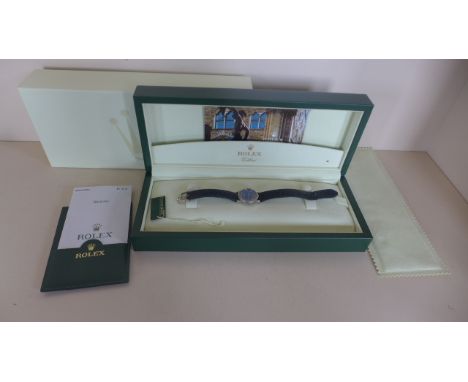 A Rolex Cellini Geneve 18ct white gold ladies wristwatch, model 6110/9, serial number A994906 2007, 27mm wide including butto