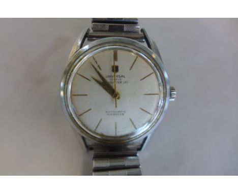 A Universal Geneve Polerouter Jet automatic Microtor stainless steel gents wrist watch, 35mm wide including button, No 20355/
