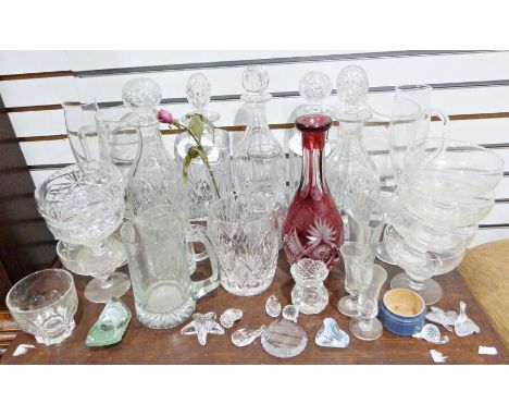 Nachtman cut glass decanter together with various china, glass and metalwares (3 boxes and a mirror)