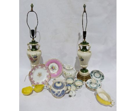 Quantity of assorted glassware to include, wines, tankards, tumblers etc., various table lamps to include ceramic, faux alaba