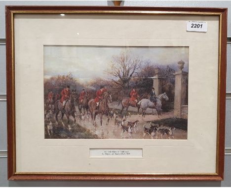 Four hunting scene prints (4)