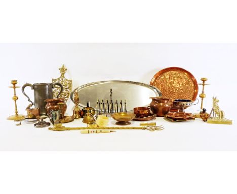 Webb Corbett cut glass ship's decanter, a Stuart crystal stemmed bowl,&nbsp;various other cut glass ware and various copper a