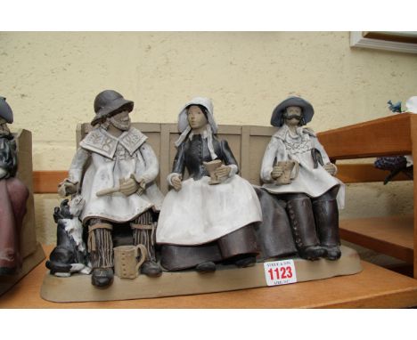 Two Glandwyryd ceramic figure groups, 32.5cm wide. 