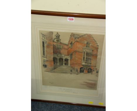 Cecil Aldin, 'The Old School, Harrow', signed and titled in pencil, colour print, I.38 x 32.5cm. 
