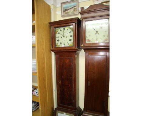 A 19th century oak 8 day longcase clock, the 12 inch square painted dial inscribed 'Barrett, Blandford', 193cm high, with wei